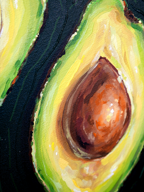 2 Avocado halves (original painting)