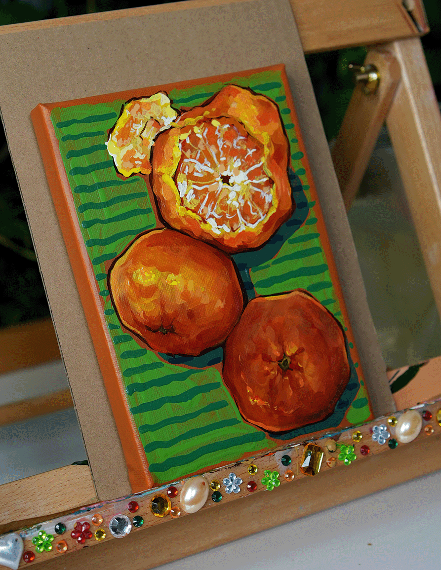 3 Tangerines (original mini painting)