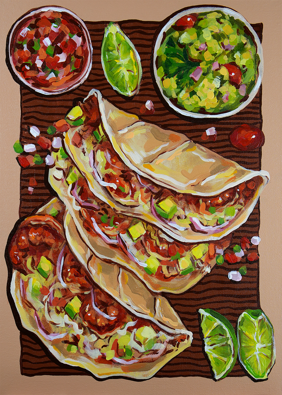 3 Shrimp tacos (original painting)