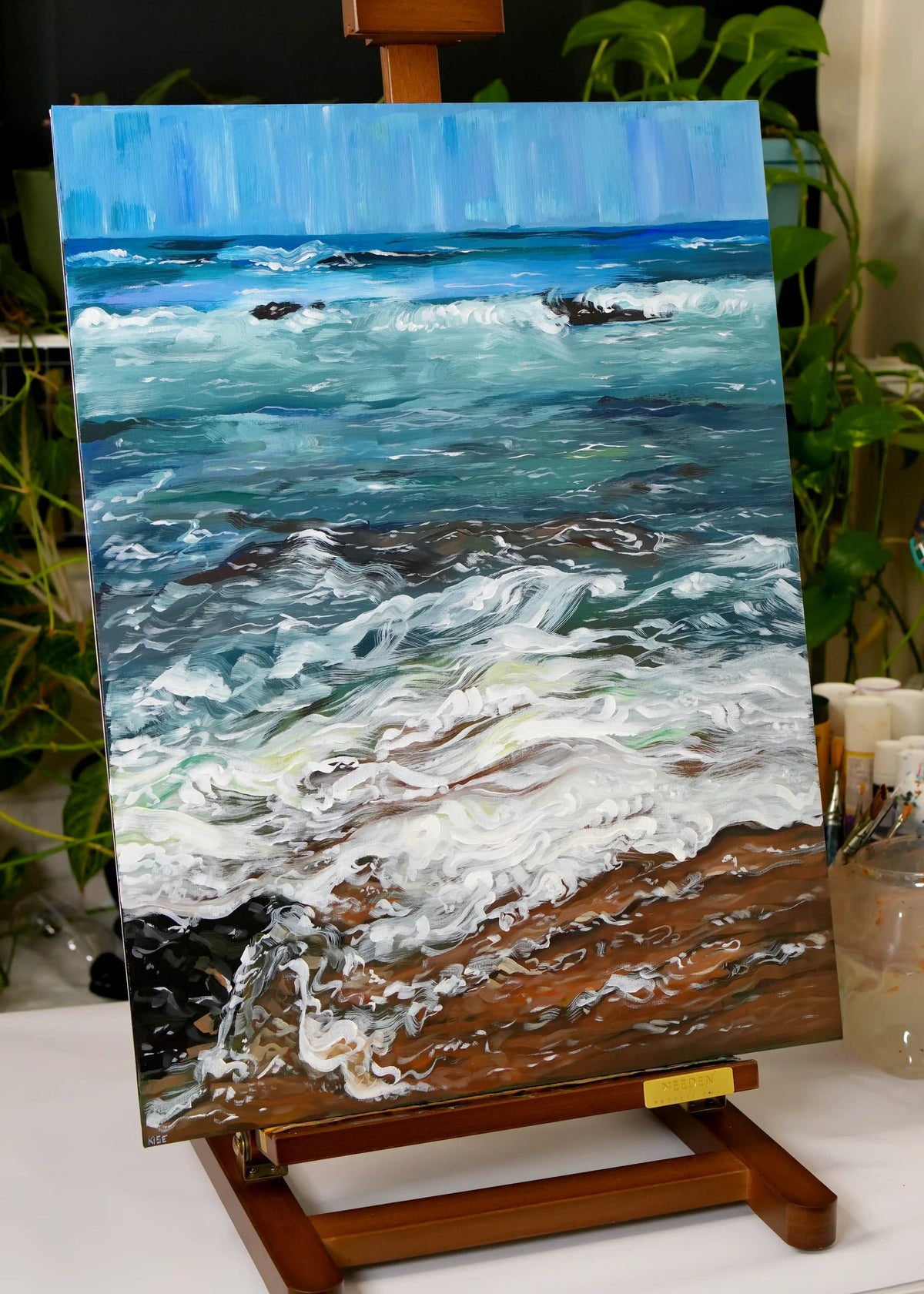 Blue seas, brown sands (original painting)