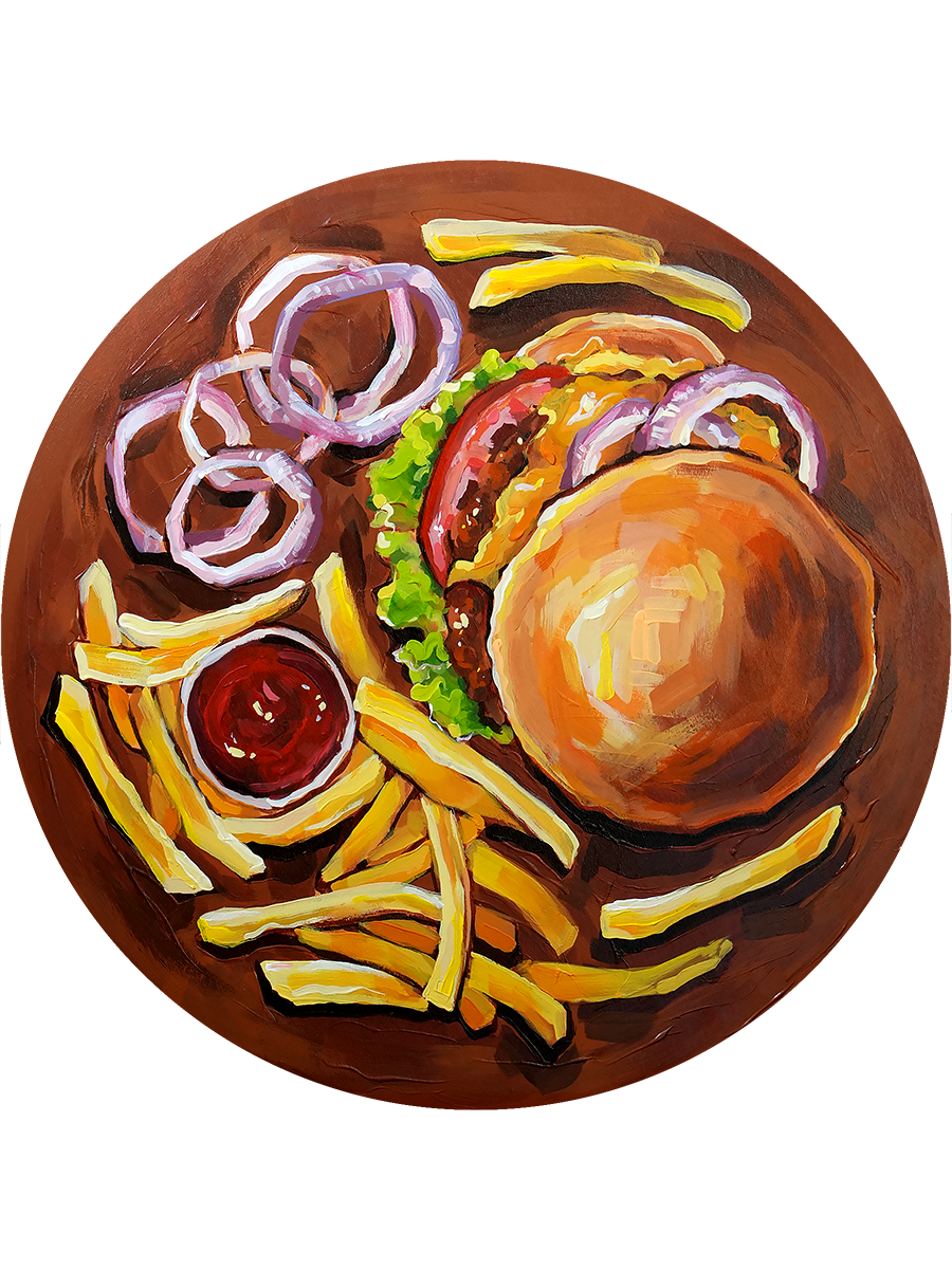 Burger and Fries (original painting)