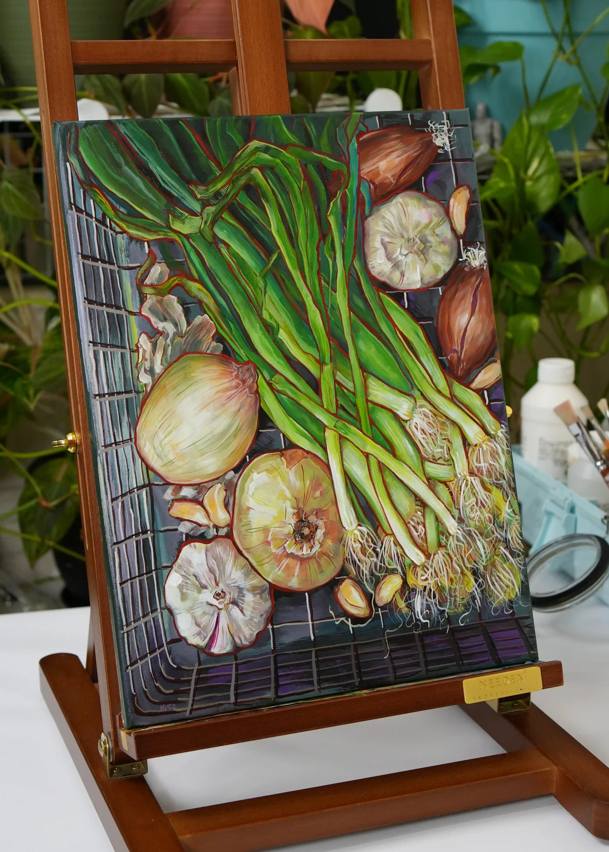 Onions, garlic and shallots (original painting)