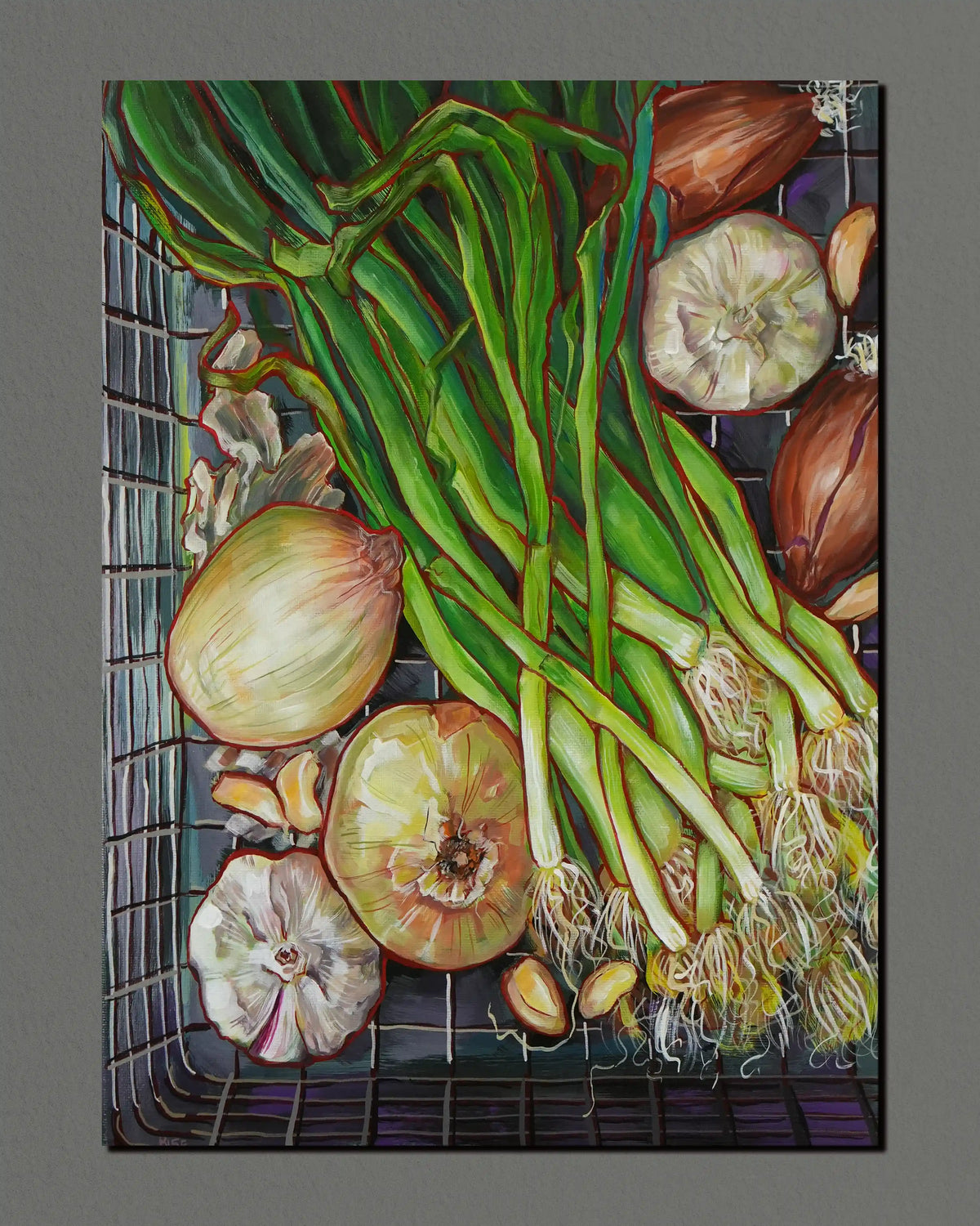 Onions, garlic and shallots (art print)