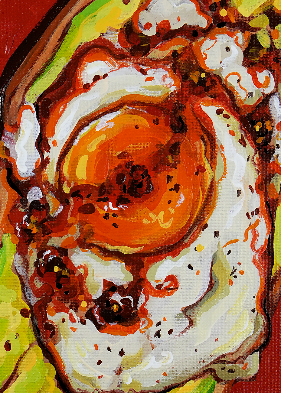 Avocado toast with chili egg (original painting)