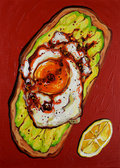 Avocado toast with chili egg (original painting)