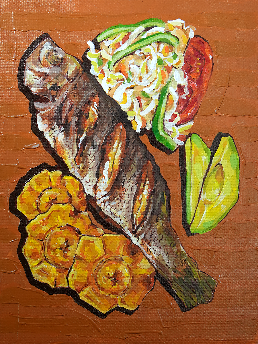 Fish and Plantains (original painting)