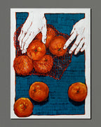 Tangerines in red net (original painting)